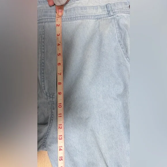 VTG Agapo Thin Denim Embroidered Overalls Cropped Womens L Jumper 90's Y2K Artsy - Picture 9 of 10